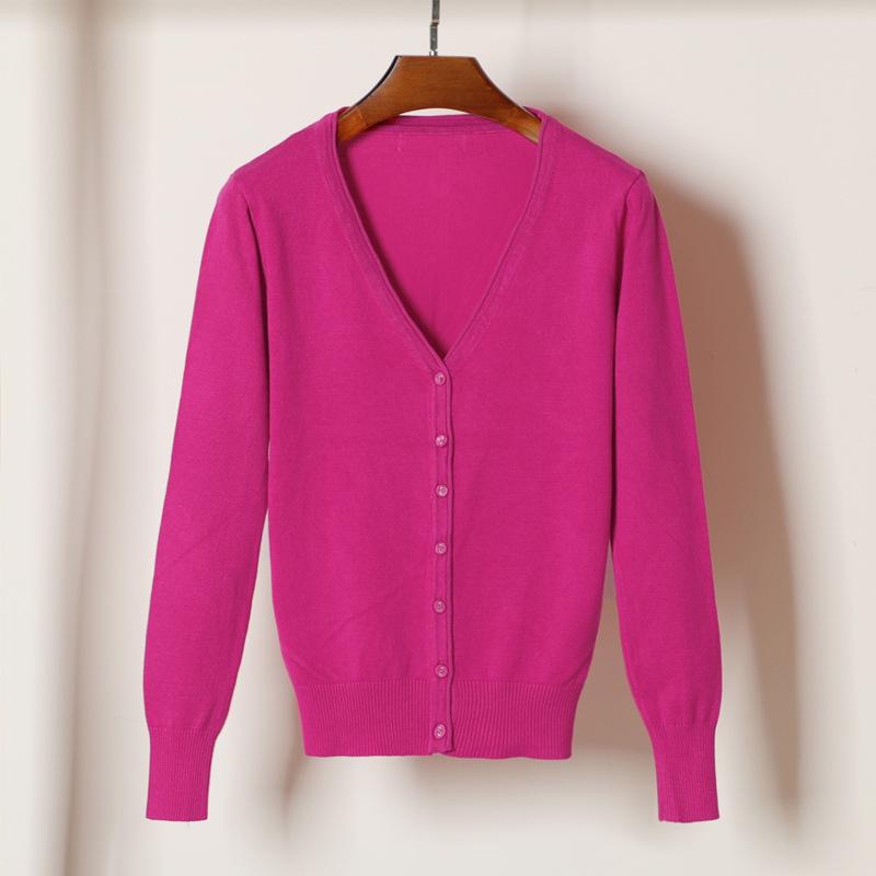 Корейский вязаный кардиган с V-образным вырезом: Женский топ с длинным рукавом, универсальный для весны и осени.