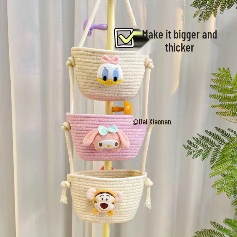 Cotton Thread Wall Hanging Basket for Dormitory Storage