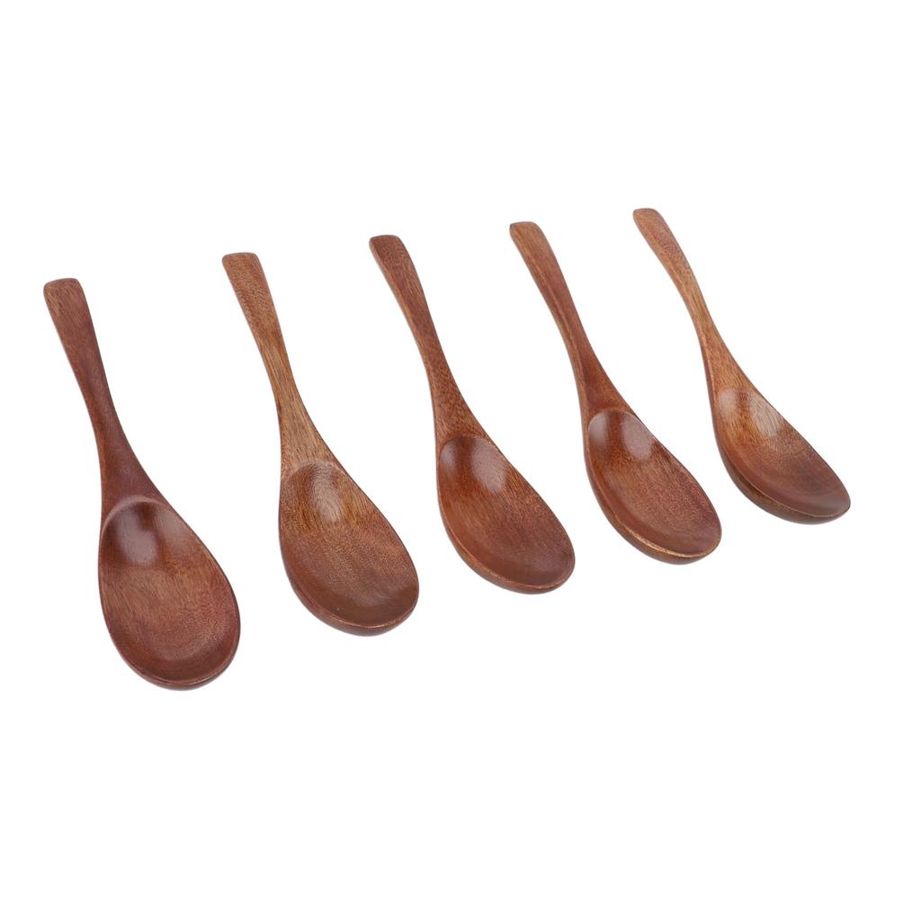5Pcs Handmade Japanese Wooden Soup Spoons 6 Inch Long Wooden Spoons for Coffee Tea Drinks