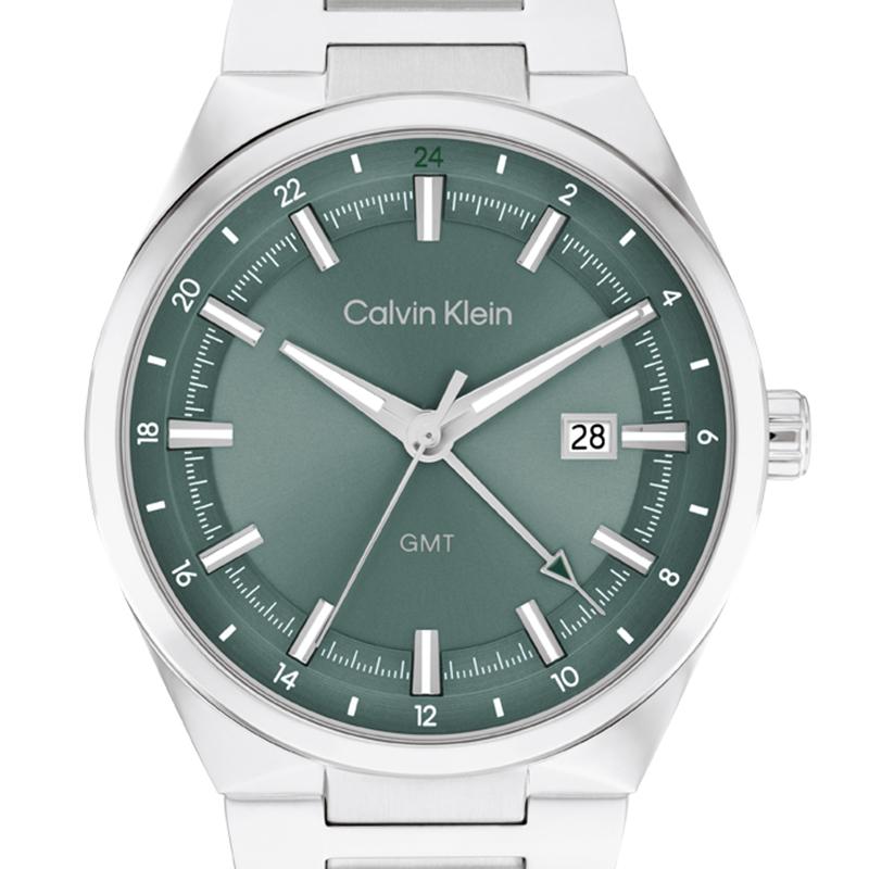 Calvin Klein Кварцевые часы Стальной браслет Зеленый циферблат Модные деловые мужские часы 25200492