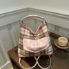 Fashion Multifunctional Contrast Color Plaid Large Capacity Casual Fashion College Sweet Bow One Shoulder Tote Bag Women