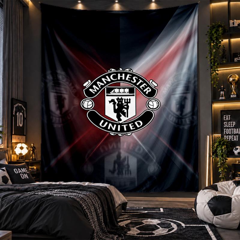 Wall Hanging Tapestry Manchester United FC Print Cloth for Living Room Bedroom Home Decor
