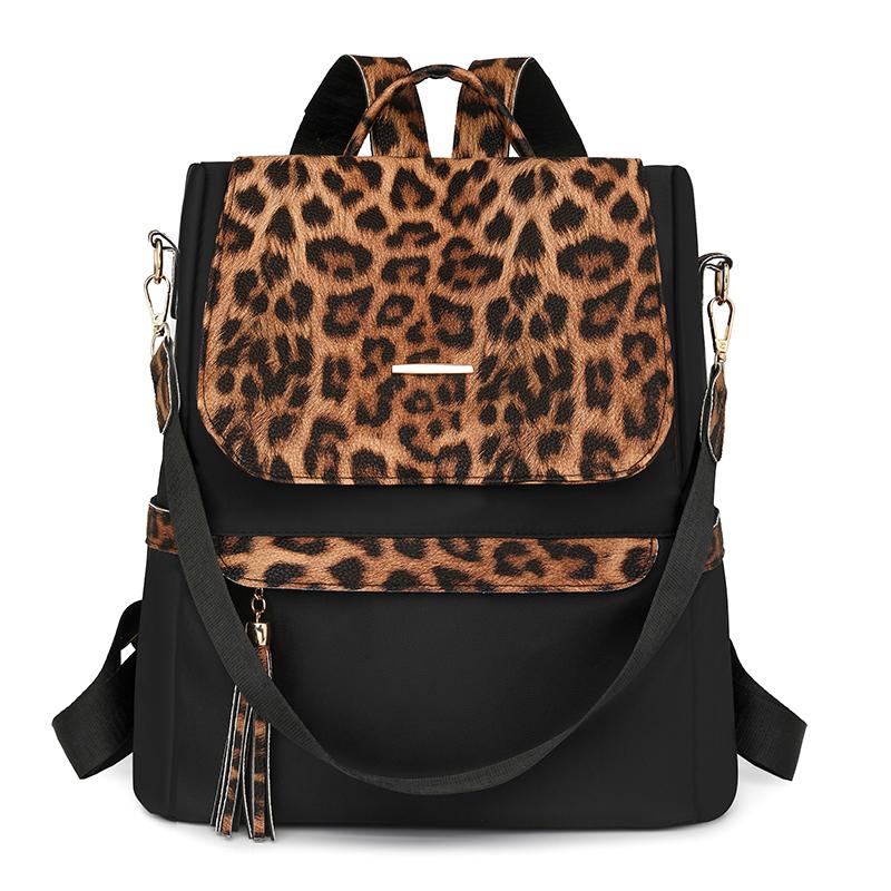 Рюкзак большой вместимости, женская сумка двойного назначения через плечо с леопардовым принтом, школьный рюкзак для школьников