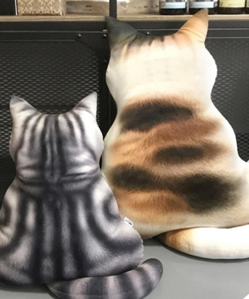 Подушка в виде кошки, милая подушка в виде кошки, отлично подходит для интерьера в социальных сетях, стильная подушка в виде кошки, подарок детям на день рождения, 47 x 40 см (КОРИЧНЕВЫЙ)