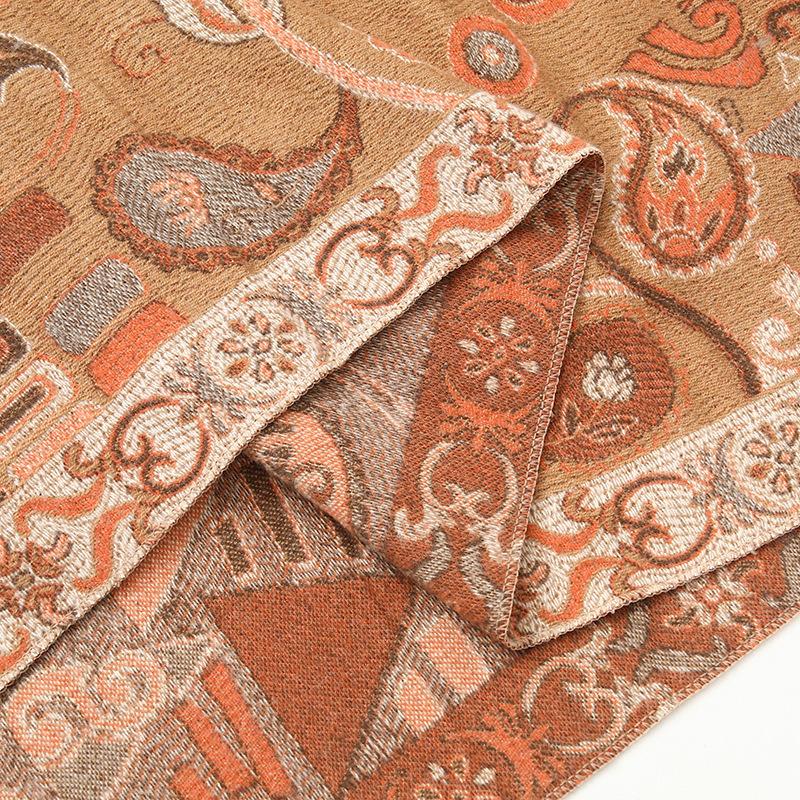 Jacquard Scarf Women's Winter Thickened Warm Ethnic Style Shawl High End New Imitation Cashmere Scarf