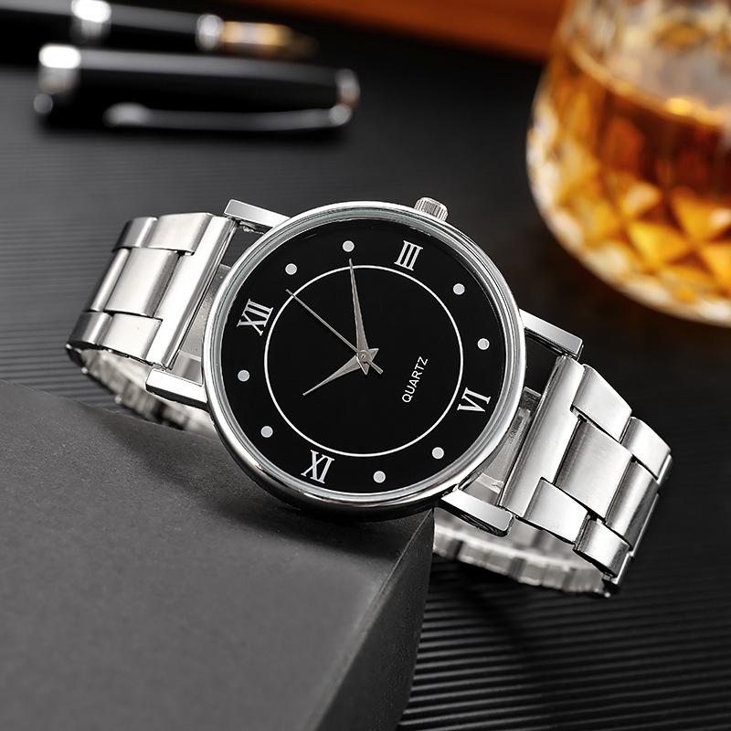 Steel Band Quartz Watch Men's Business Thin Crystal Wrist Watch
