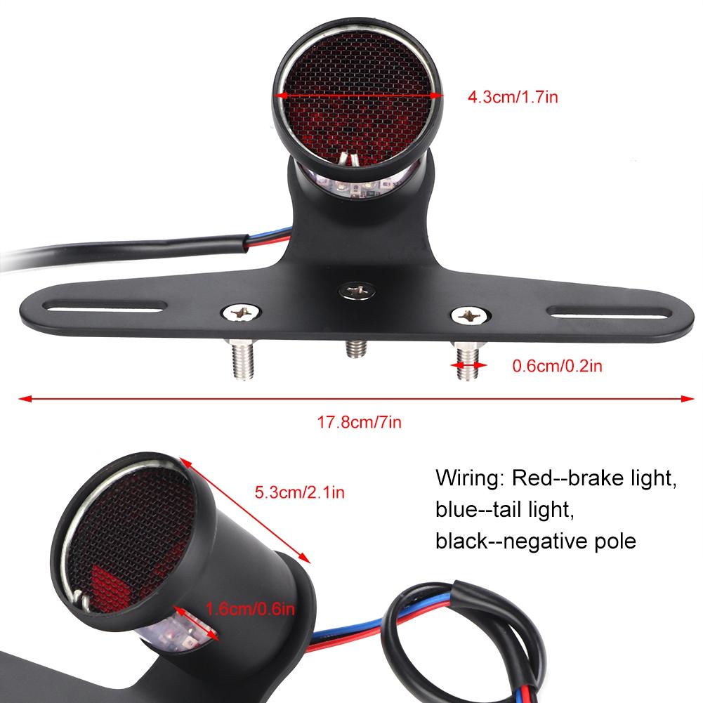 Светодиодный фонарь для мотоцикла в винтажном стиле, универсальный задний стоп-сигнал с кронштейном для номерного знака