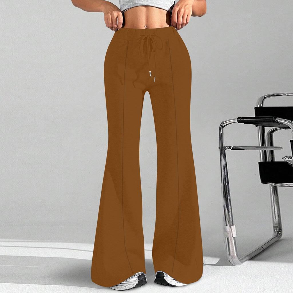 Женские модные свободные брюки-карго с завязками на талии, однотонные, расклешенные