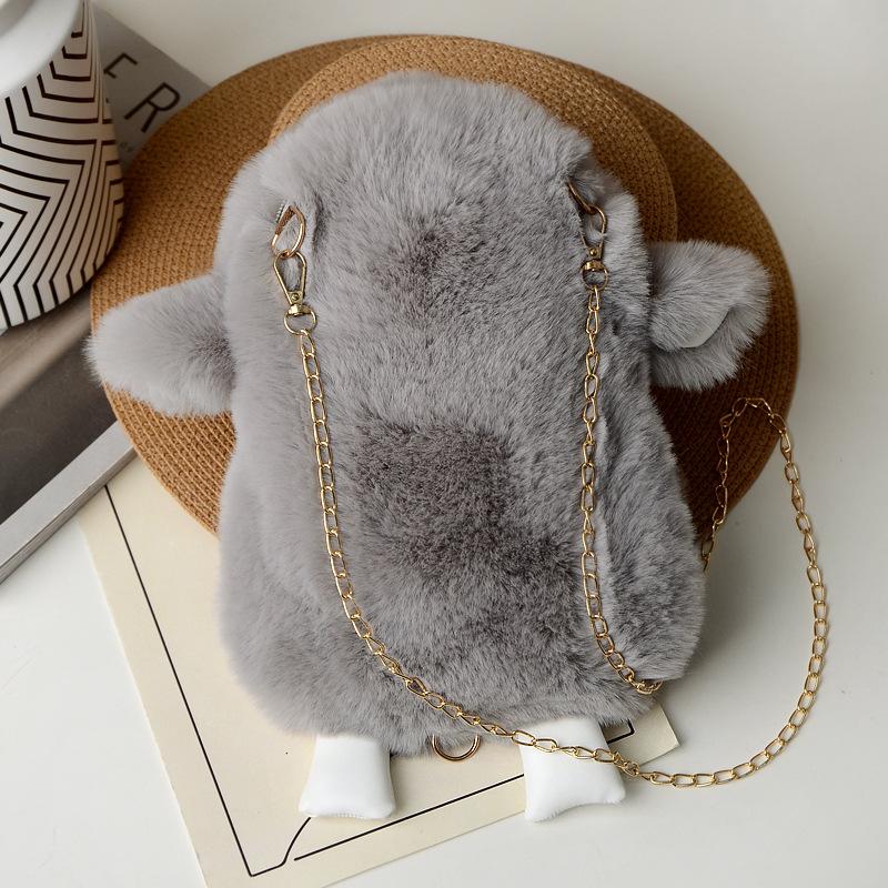 Cute Lamb Bag Wool Bag Change Bag New Autumn and Winter Cute Plush Doll Backpack Chain Messenger Bag Women's Bag