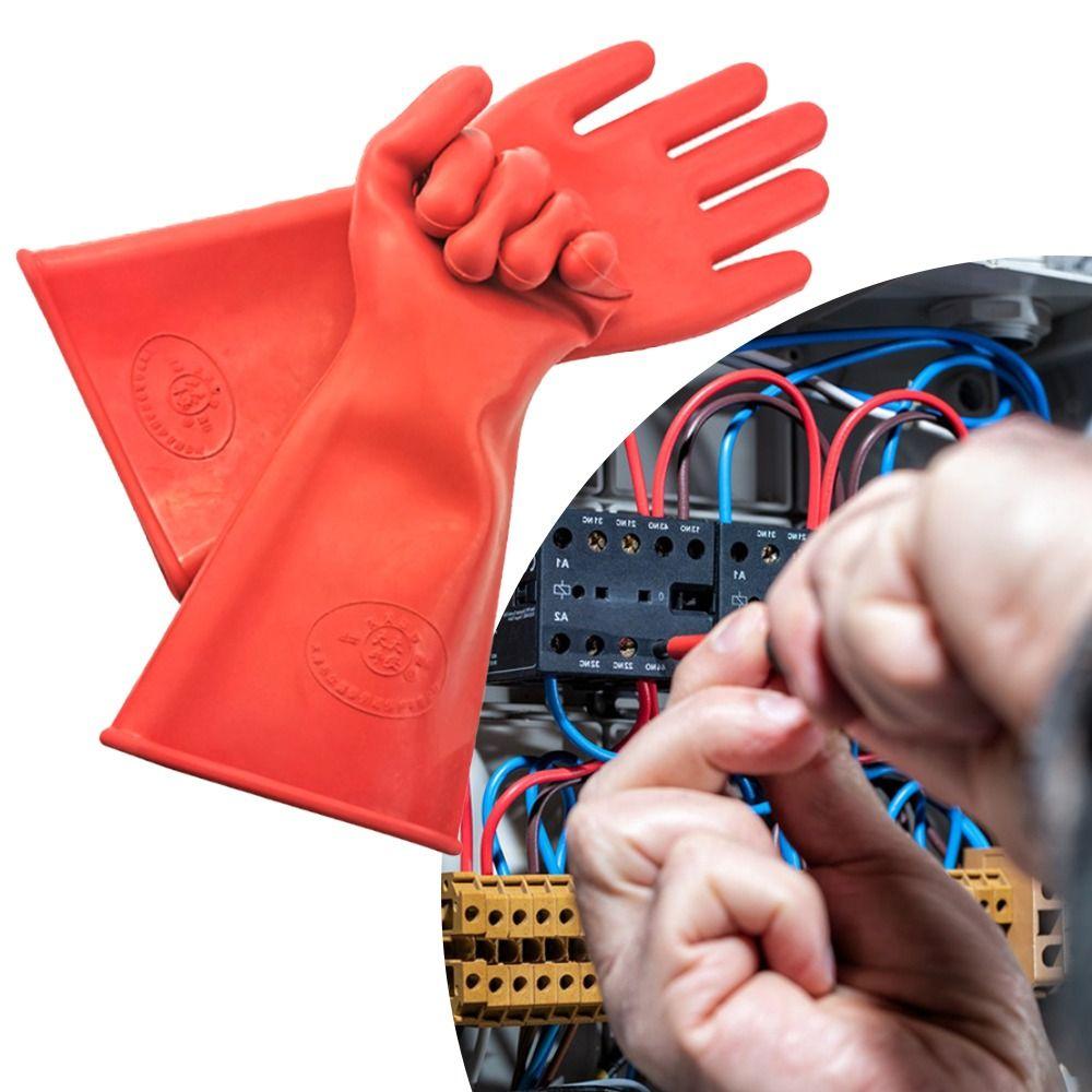 Red Electrician Insulating Gloves 5KV Work Safe Gloves Protective Insulation Mittens Electrical