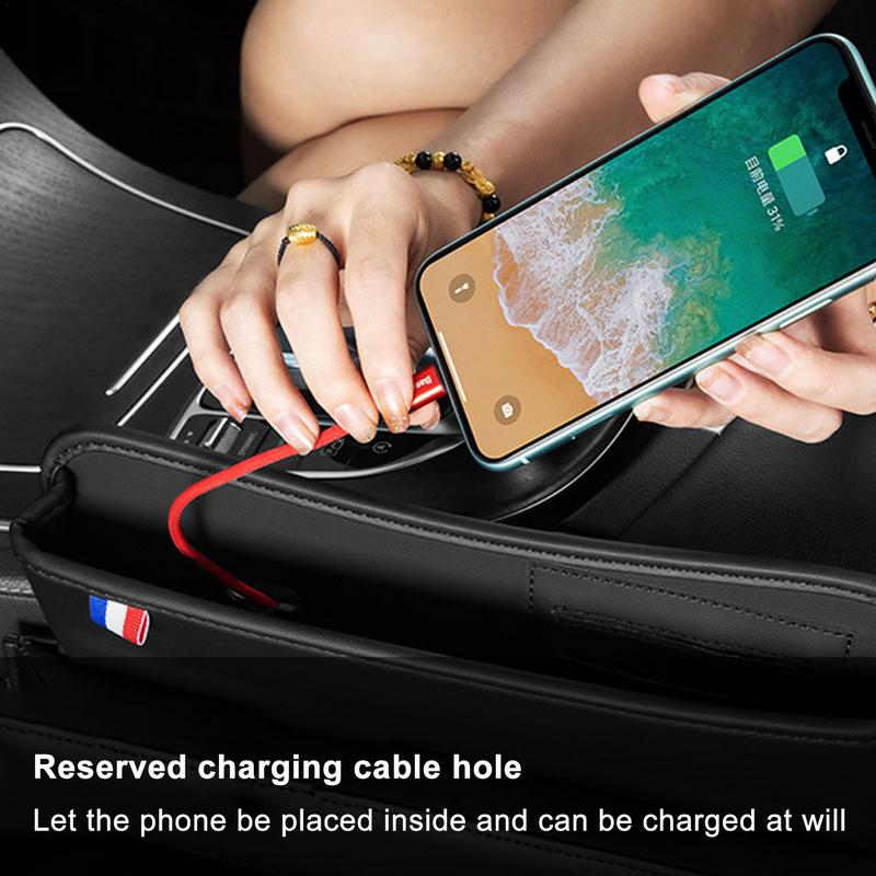 Автомобильный органайзер-щель из кожи, сумка-органайзер для хранения в щели между сиденьями, карман, слот, ящик для хранения, держатель для телефона, автоаксессуары