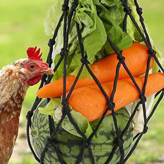 1Pc/2Pcs Chicken Vegetable Fruit Hanging Feeder Chicken Coop Cabbage Holder String Bag with Hanger Poultry Feeding Tool for Hens Duck Goose