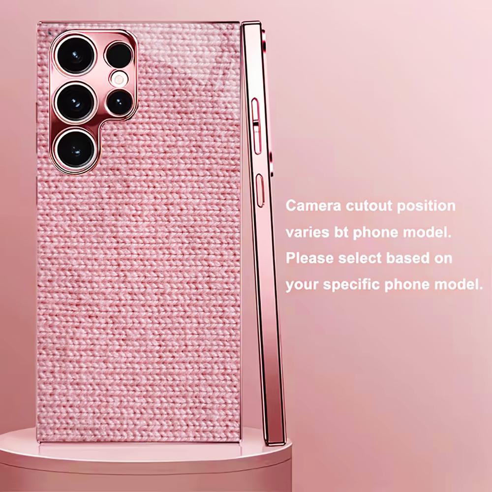 Тонкий узор ткани Мадам розовый Стекло Чехол для телефона для Samsung Galaxy S26 S25 S24 S23 S22 S21 FE Ultra Plus Ударопрочный Женский