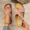 Fashion Retro Cross Band Flat Sandals for Women Buckle Decor Thick Sole Platform Slippers Woman 2025 Summer Comfort Non Slip Beach Shoes