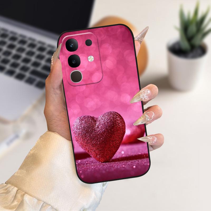 Для vivo Y29 4G Чехлы Y 29 Милый Мультяшный Принт Черный Мягкий Силикон ТПУ Чехол для Телефона Для Vivo T4x 5G Защитный Fundas Чехол Capa