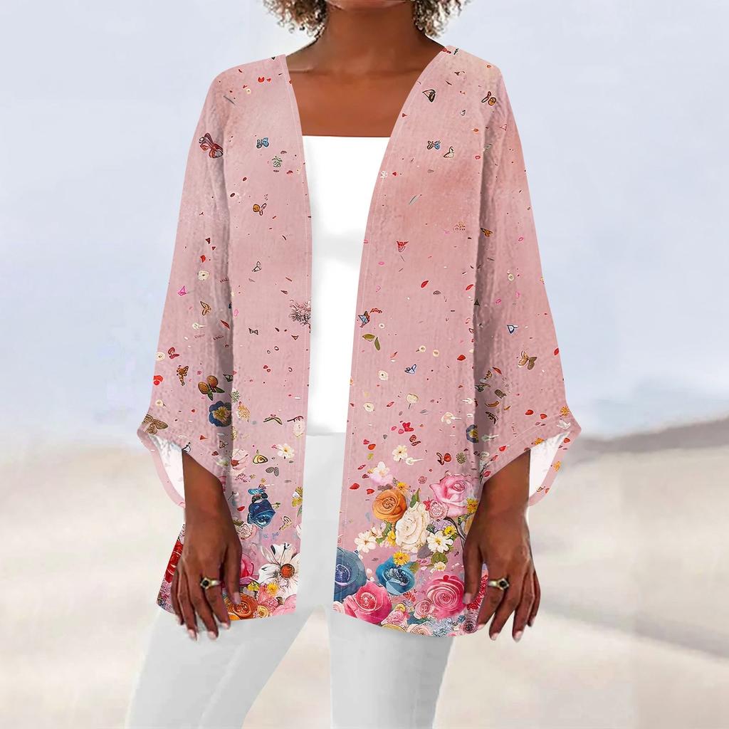 Женская повседневная модная легкая куртка средней длины с принтом, кардиган