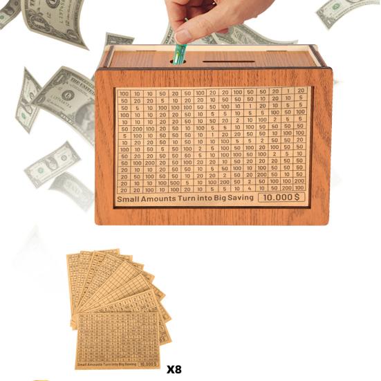 Деревянная копилка с 8 наклейками с целевыми числами евро доллары копилка для монет денежный контейнер для детей и взрослых накопительный кейс банка