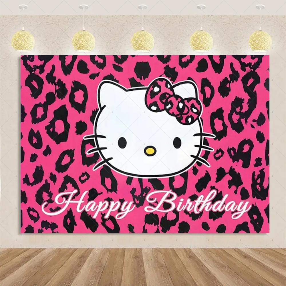 Kawaii Hello Kitty Pink graffiti in urban streets Print Tapestry Bedroom Decoration Celebration Background Design Holiday Party