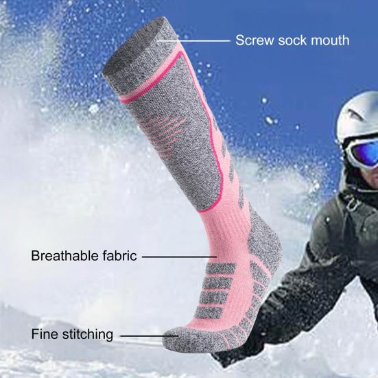 Thermal Ski Socks Women Winter Thickened Warm Socks Breathable Cotton Stretchy Sports Socks for Skiing Snowboarding