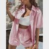 2024 Spring/Summer Women’s Striped Two-Piece Casual Short-Sleeve Shirt Set