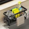 Stainless Steel Sink Caddy with Towel Bar Compact Organizer for Sponges Soap Brushes & Dishcloths