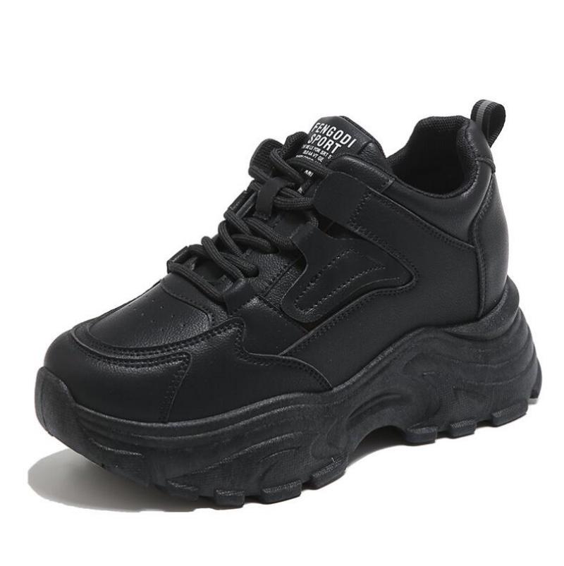 Белые женские кроссовки на платформе 2024 года, осенние спортивные туфли на шнуровке с толстой подошвой, женские, из искусственной кожи, дышащие, для ходьбы, женские