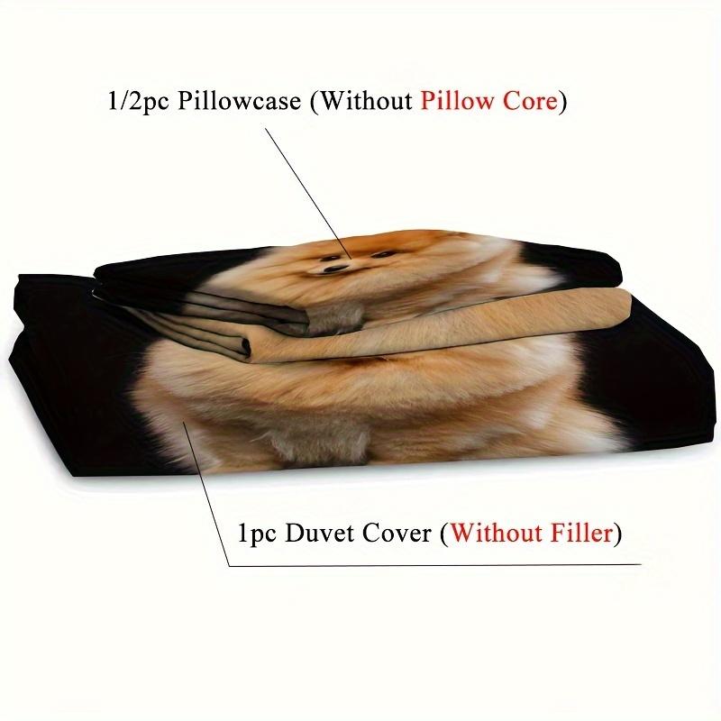 Комплект пододеяльника (1 пододеяльник+2 наволочки) Милый комплект постельного белья с принтом шпица для спальни и гостевой комнаты