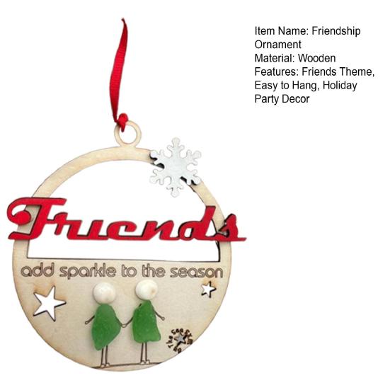 Christmas Friends Sea Glass Decoration Handmade Wooden Xmas Tree Friendship Seaglass Art Hanging Ornament Holiday Party Decor