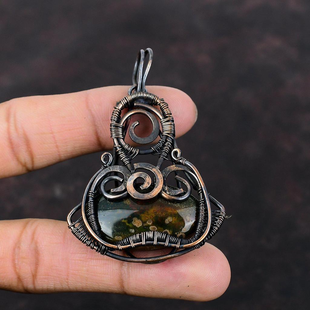 Подвеска из кровавого камня, подвеска из медной проволоки, подвеска ручной работы, ювелирные изделия из кровавого камня, подвеска из настоящего драгоценного камня, подарок на помолвку, ювелирные изделия из медной проволоки