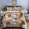 Cute Cartoon Cats Print Bedding Set Duvet Cover 1 Duvet Cover 2 Pillowcases Adult and Children Bedding Set Luxury Comforter Set