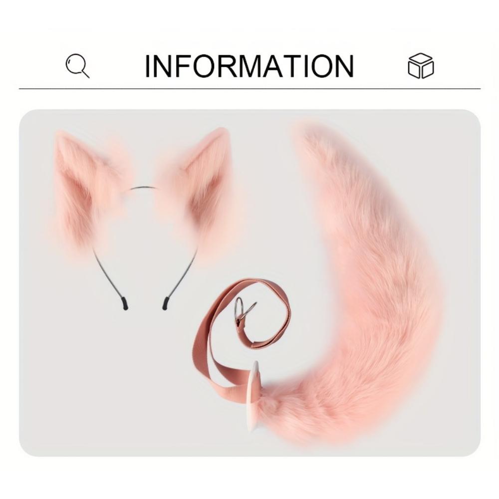 Комплект из 2 предметов: регулируемый пушистый хвост и съемные уши, подходит для вечеринок с животными на Хэллоуин, косплей в подарок на Хэллоуин