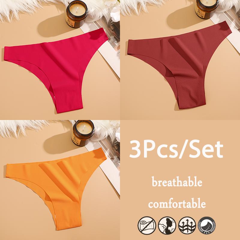 FINETOO 3 шт./компл. бесшовное нижнее белье из ледяного шелка с низкой талией бразильские трусы дышащее высокоэластичное нижнее белье трусики