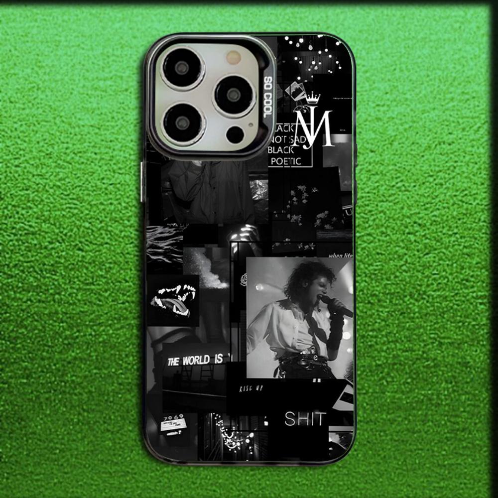 Singer Michael J-Jackson Phone Case For iPhone 16,15,14,13,12,11,Mini,Pro,MAX Gray Matte Silicone Black Cover