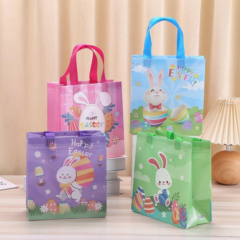 4pcs Cartoon Rabbit Egg Packaging Bags Nonwoven Candy Bags Easter Non-Woven Gift Bags  Party Gift