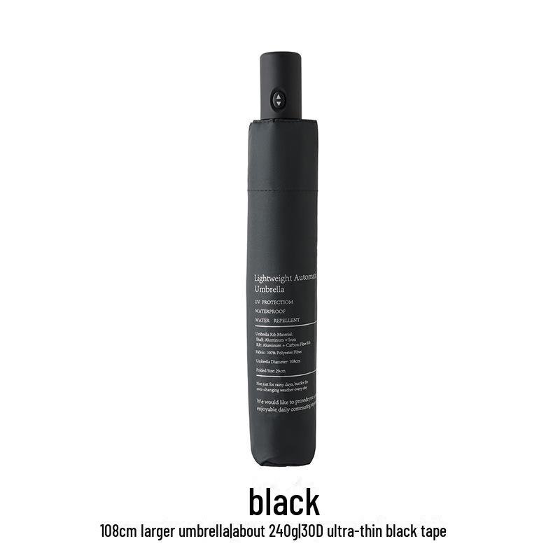 Сверхлегкий автоматический зонт длиной 108 см — двойного назначения, черный клей, защита от УФ-излучения, UPF50+, для солнца и дождя, компактный дизайн.