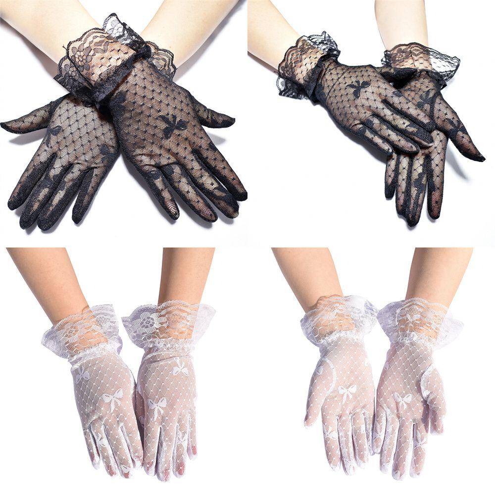 Full Finger Bow Paragraph Summer Sunscreen Mittens Bride Gloves Lace Glove Sexy Dress Party