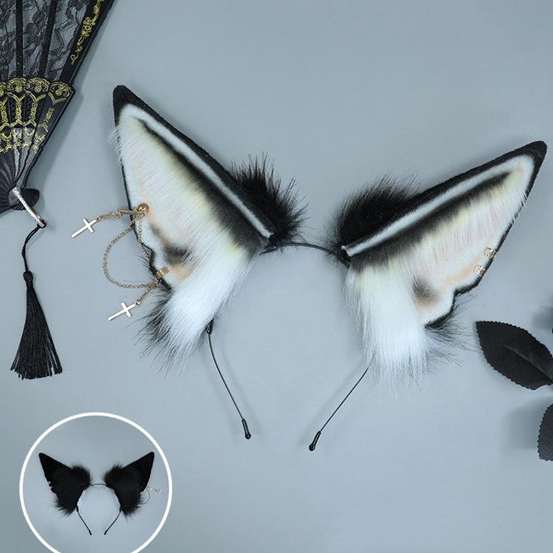 Милый меховой пушистый волчий хвост, регулируемый ремень, повязка на голову, вечерние рождественский костюм, реквизит, забавный косплей, Рождество аниме