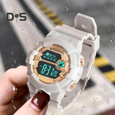 Светодиодные электронные часы, водонепроницаемые, противоскользящие, регулируемый ремешок, круглый циферблат, детские, студенческие, повседневные, спортивные, цифровые наручные часы, подарок на день рождения