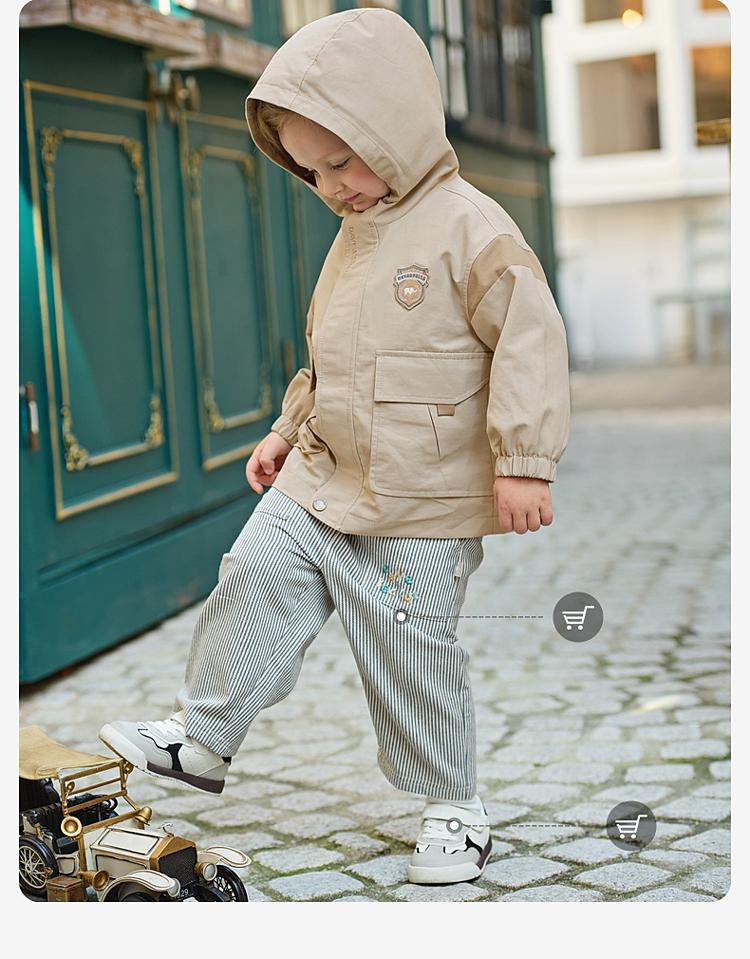 David Bella Children's Woven Jacket Spring Clothes New Male Child Labor Clothes Casual Sports Long Sleeve Hoodie