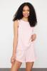 Women's Fashion Pink 100% Cotton Ruffle Detailed Knitted Pajama Set