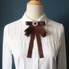 Stylish Ribbon Bow Tie Brooch Coffee Color Charming Pins New Neck Tie For Girls