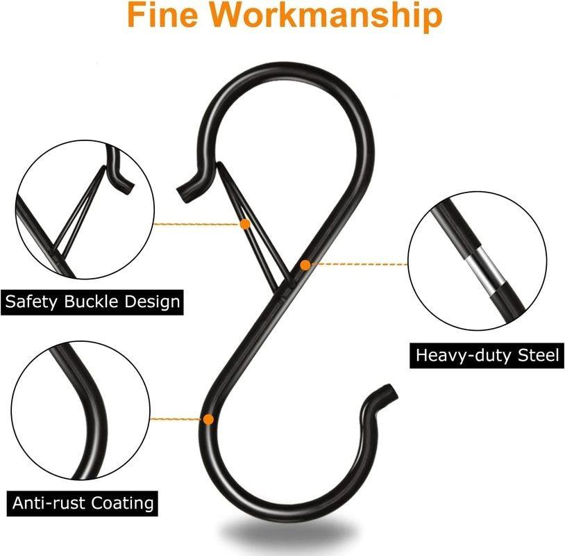 10/5/1PCS Hanging Heavy Duty S Hooks with Safety Buckle Design for Clothes Towel Plants Home Kitchen Door Closet Garden Storage