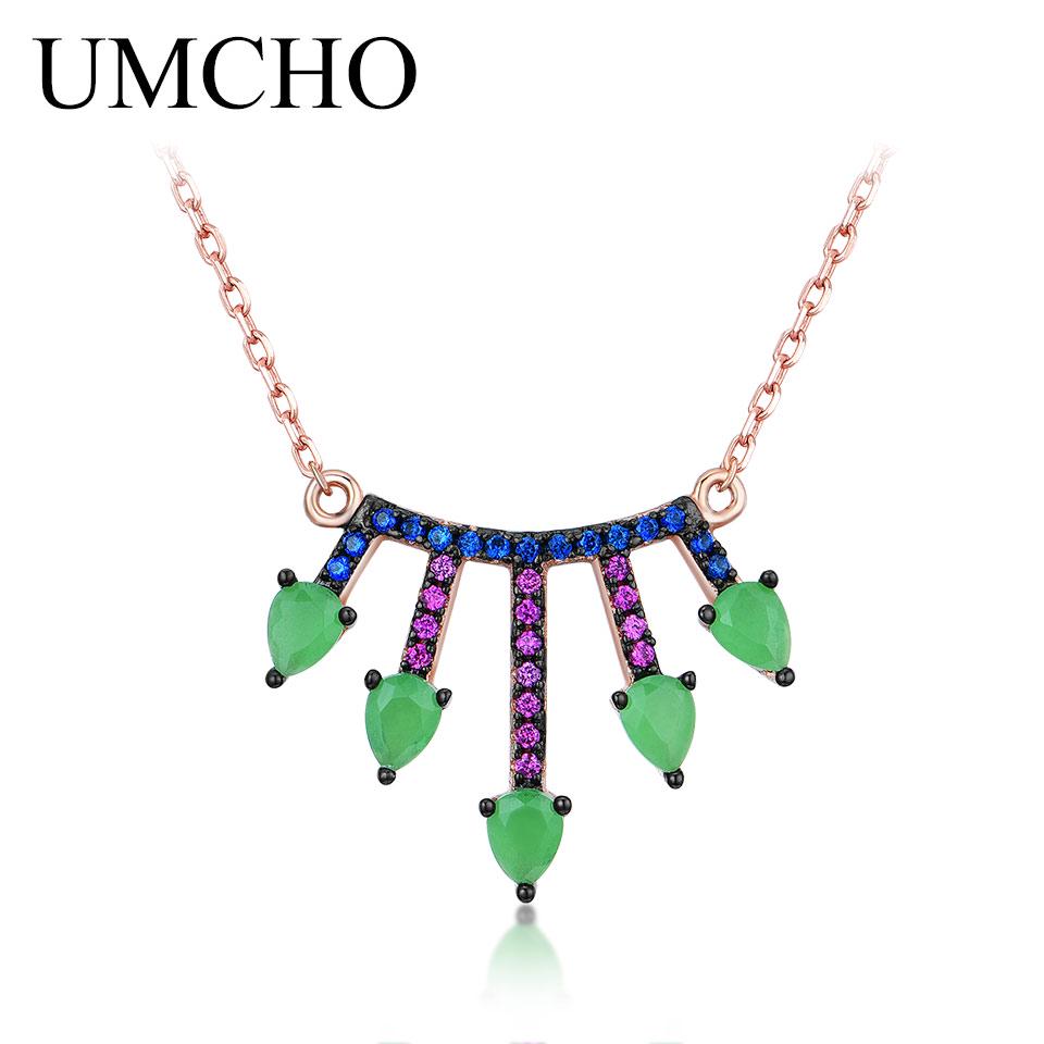 Umcho Pure 925 Sterling Silver Chains Necklaces Nano Gemstone 925 Silver Jewelry For Women Elegant Anniversary Gift