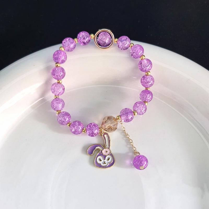 Браслет из бисера и кристаллов Sanrio Popcorn: Мультяшный брелок «Клубничный медведь и Куроми» - Идеальный рождественский подарок для лучших подруг