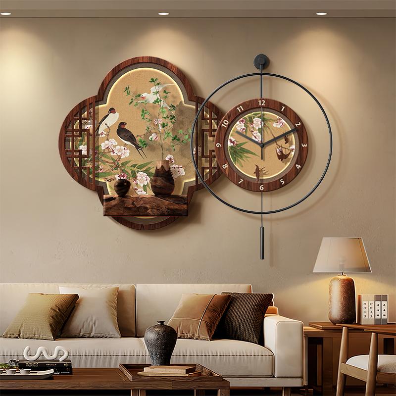 Vintage Large Wall Clocks Decorative Paintings Noiseless Luxury Living Room Clock Wall Hanging Accessories for Home Decor