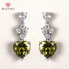 BELLA BOX Креативные висячие серьги в форме сердца оливково-зеленого цвета с кубическим цирконием, блестящие женские аксессуары, эстетические модные украшения для женщин