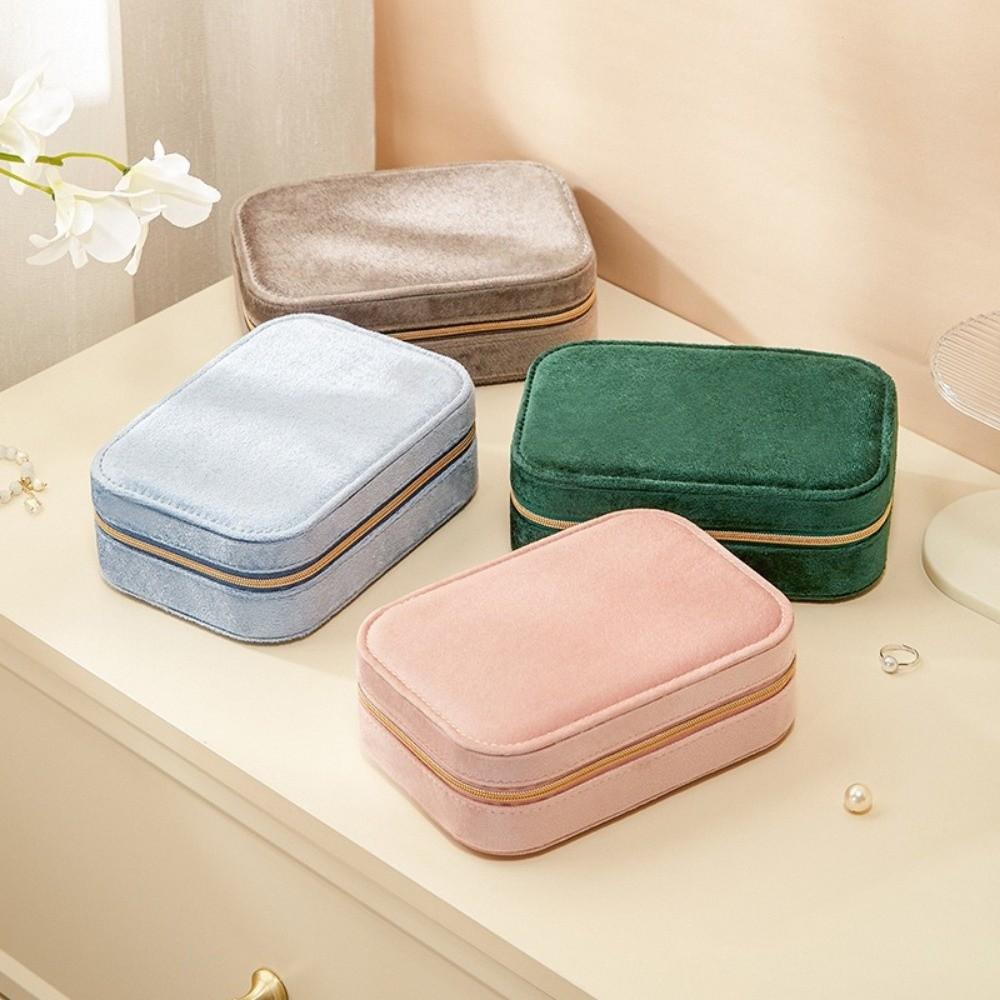 2 Layer Velvet Jewelry Box Large Capacity Jewelry Gift Displays Box Vintage Ring Case Wedding