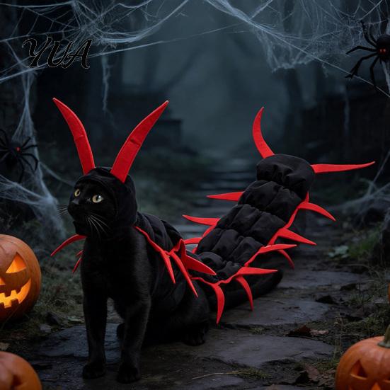 Funny Pet Costume 2Pcs Centipede-Look Cat Costumes, Halloween Cosplay Outfit, 3D Outfits for Dogs Multi-Leg Insect Apparel Cats, Parties, Photos