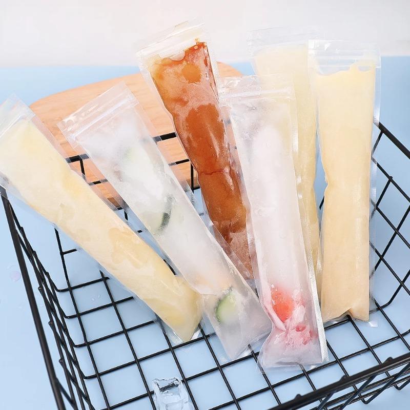 100pcs Summer Disposable Ice Popsicle Bags for DIY Ice Cream Pops Fruit Juice Smoothies Yogurt Mold Bag with Zipper Seal Packaging Bags