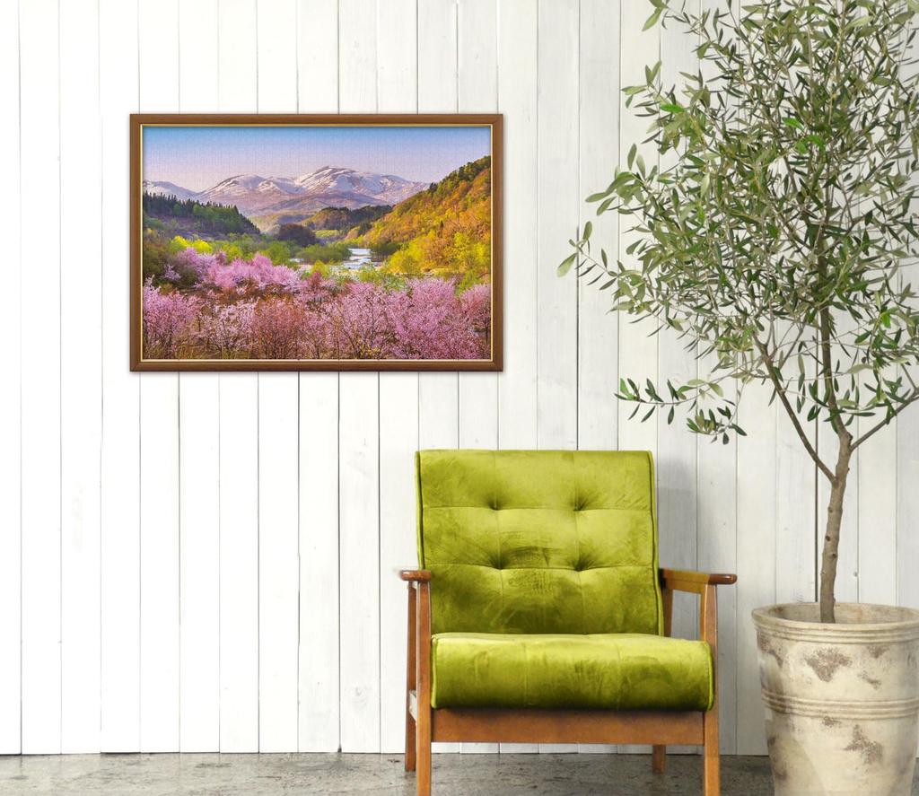 APPLEONE 1000-910 Весенняя марена: Монтана. Сакура Гассан и Ояма (Префектура Ямагата), Пазл из 1000 деталей (75 х 50 см), Сделано в японии